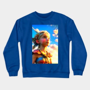 Elf girl looking at the sun Crewneck Sweatshirt